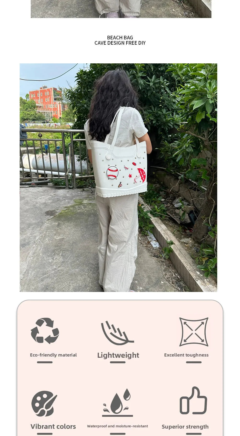 EVA Beach Bag – Waterproof Tote Bag for Women | Bogg Bag Style | Pool & Beach Bag