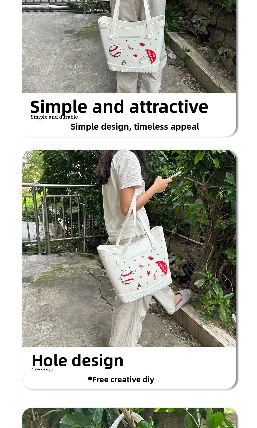 EVA Beach Bag – Waterproof Tote Bag for Women | Bogg Bag Style | Pool & Beach Bag