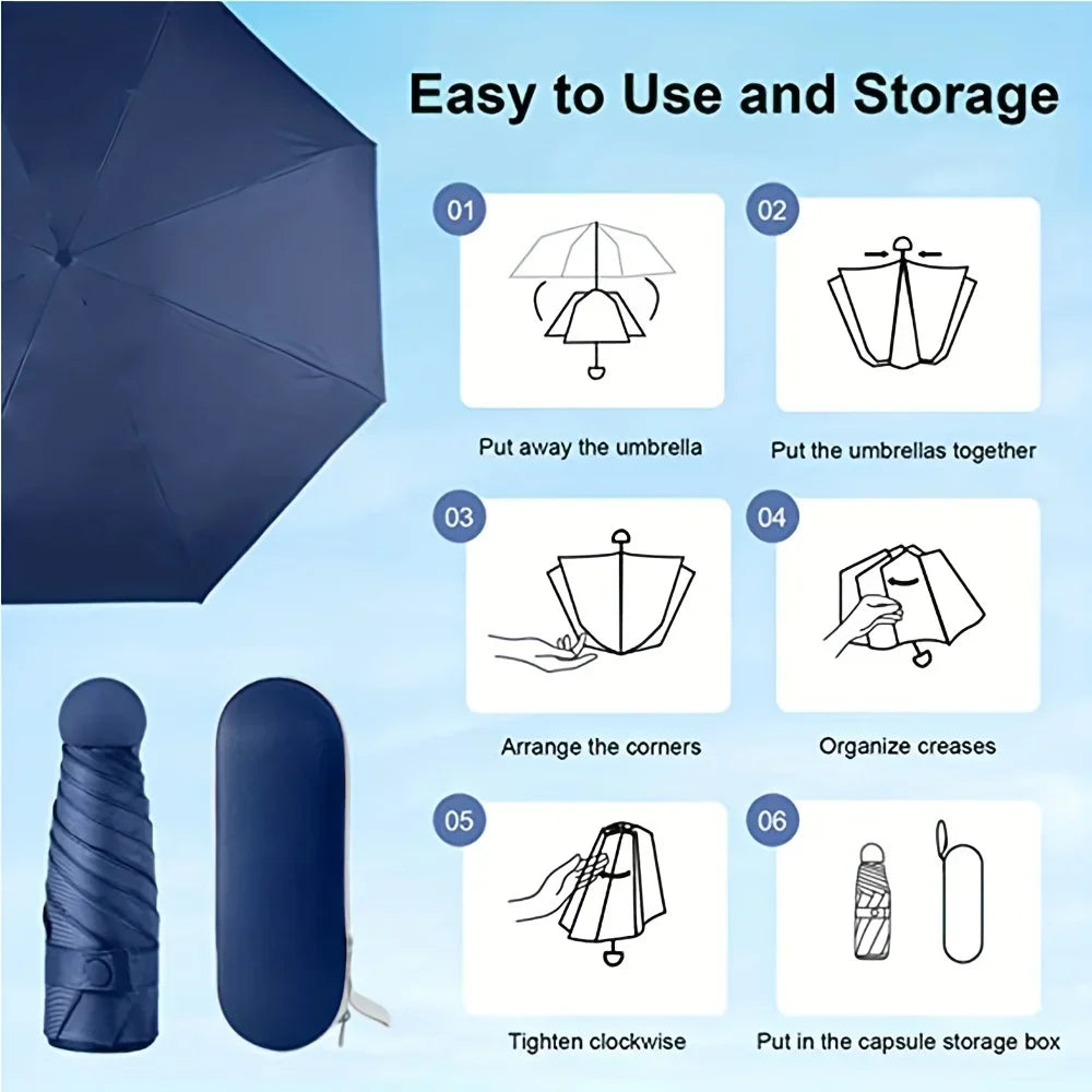 Compact Travel Mini Umbrella Uv Protection Capsule Umbrella 5 Fold Ultra Lightweight Sunshade Umbrellas Protable Manual